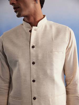 Cream Cotton Nehru Jacket 3