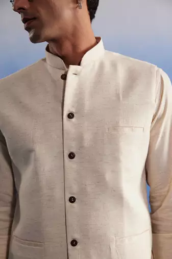Cream Cotton Nehru Jacket