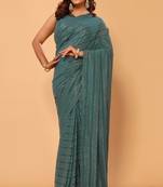ready to wear sea green georgette saree for party and festive wear