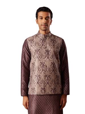Wine Silk Blend Nehru Jacket 1