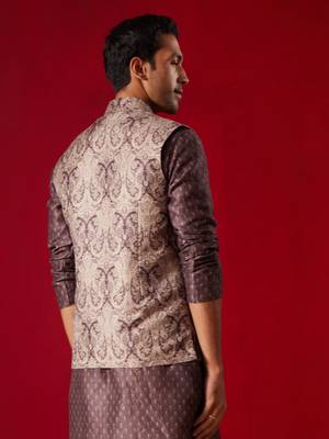 Wine Silk Blend Nehru Jacket 2