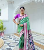 Green soft kanjivaram silk saree festive wear