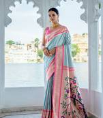 Sky soft kanjivaram silk saree festive wear