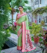 Parrot soft kanjivaram silk saree festive wear
