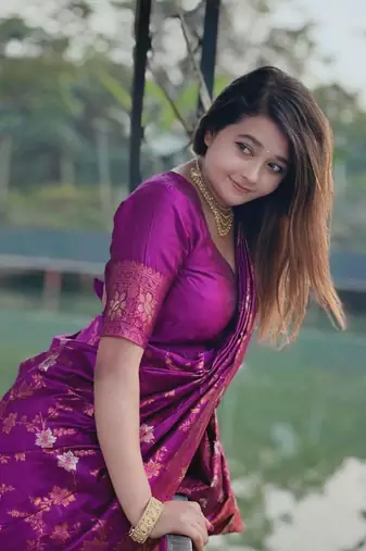 Purple Silk Blend Woven Saree