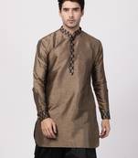 Men'S Black Silk Blend Kurta