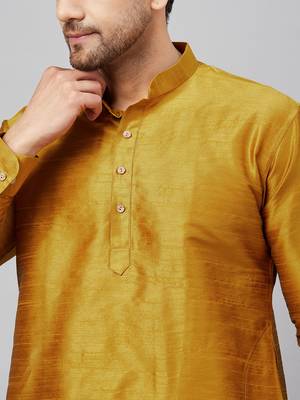 Yellow Silk Blend Kurta 4
