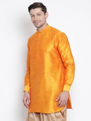 Orange Silk Blend Kurta 2