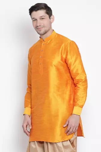 Orange Silk Blend Kurta