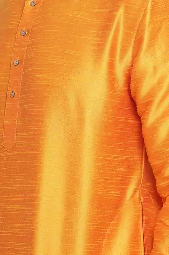 Orange Silk Blend Kurta
