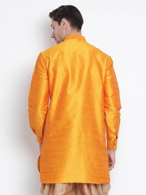 Orange Silk Blend Kurta 4
