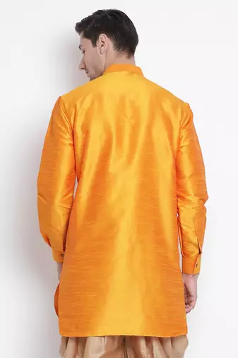 Orange Silk Blend Kurta