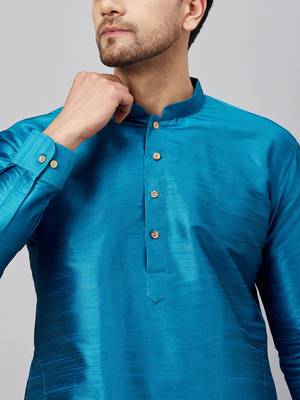 Dark Green Silk Blend Kurta 4