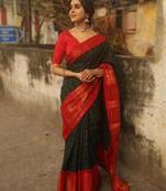 Green Silk Blend Woven Wedding Saree