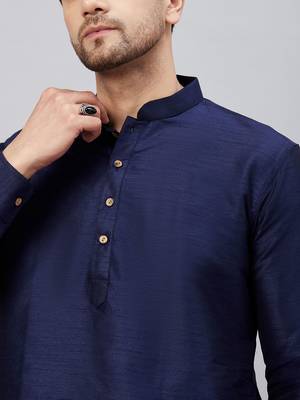 Blue Silk Blend Kurta 4