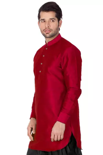 Maroon Silk Blend Kurta