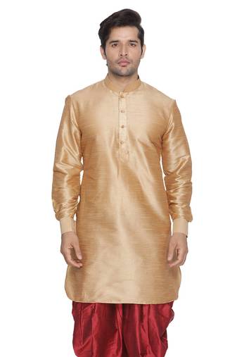 Men'S Gold Silk Blend Kurta