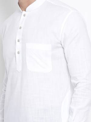 White Cotton Linen Blend Kurta 3