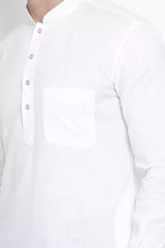 White Cotton Linen Blend Kurta
