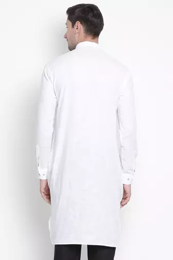 White Cotton Linen Blend Kurta