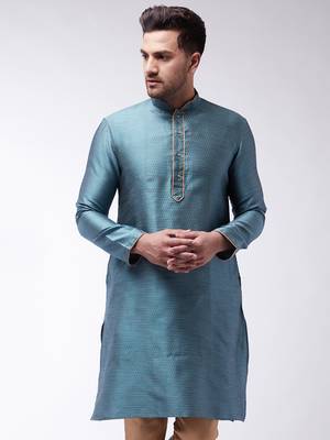 Light Blue Silk Blend Kurta 1