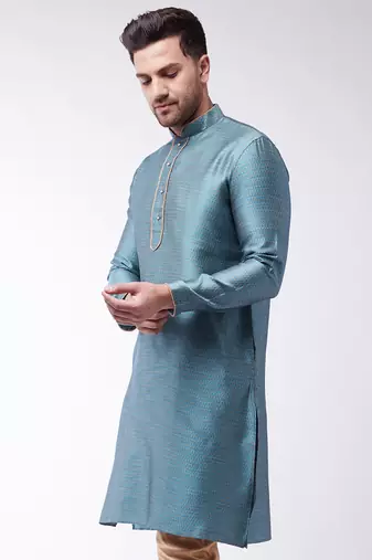 Light Blue Silk Blend Kurta