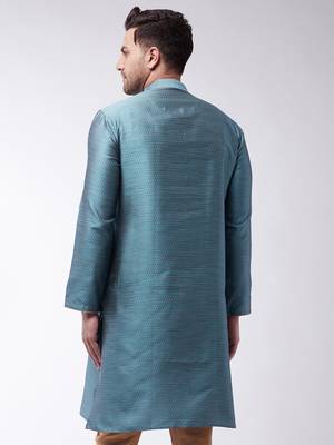 Light Blue Silk Blend Kurta 3