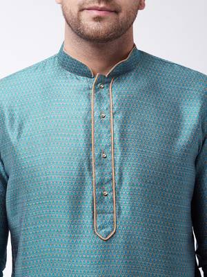Light Blue Silk Blend Kurta 4