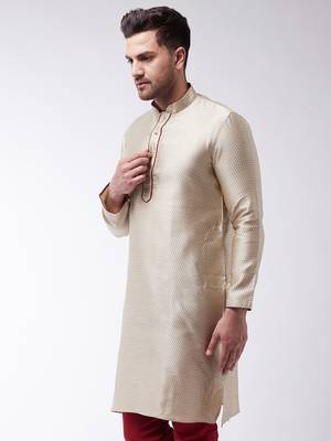 Beige Silk Blend Kurta 2