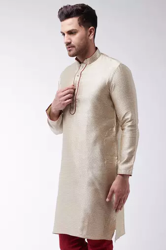 Beige Silk Blend Kurta