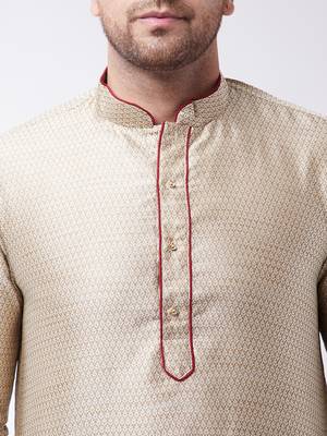 Beige Silk Blend Kurta 4