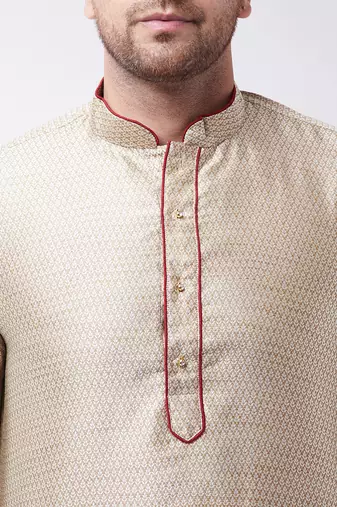 Beige Silk Blend Kurta