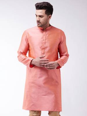 Pink Silk Blend Kurta 1