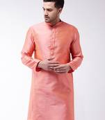 Men'S Pink Silk Blend Kurta