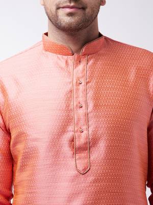 Pink Silk Blend Kurta 4