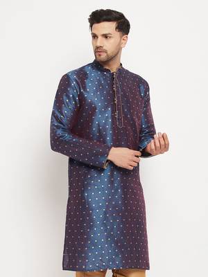 Blue Silk Blend Kurta 2