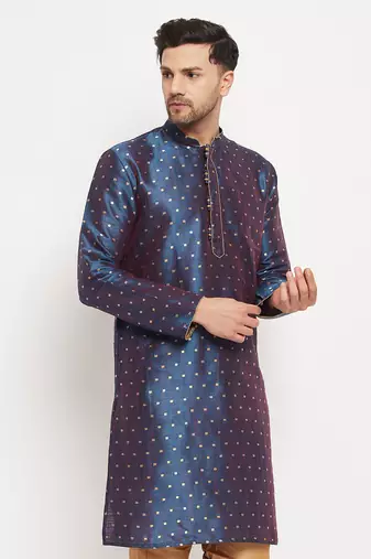Blue Silk Blend Kurta