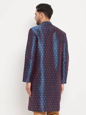Blue Silk Blend Kurta 3