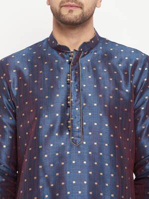 Blue Silk Blend Kurta 4