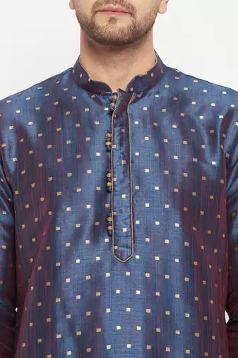Blue Silk Blend Kurta