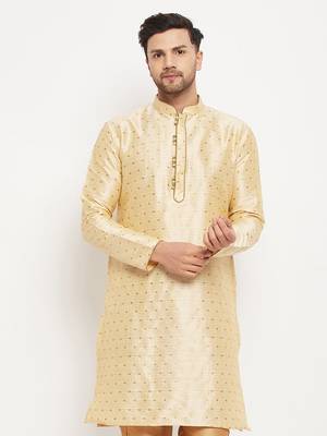 Gold Silk Blend Kurta 1