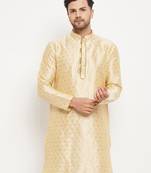 Men'S Gold Silk Blend Kurta