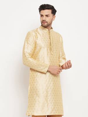 Gold Silk Blend Kurta 2