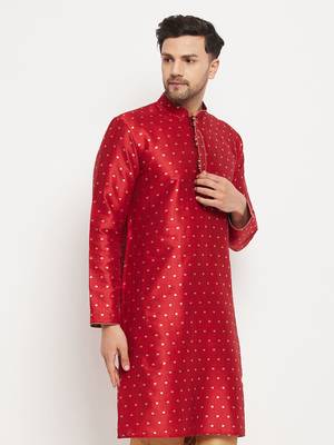 Maroon Silk Blend Kurta 1