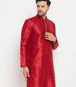 Maroon Silk Blend Kurta