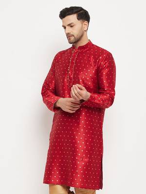 Maroon Silk Blend Kurta 2