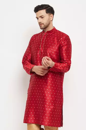 Maroon Silk Blend Kurta