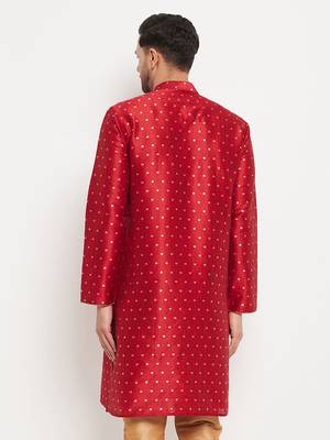 Maroon Silk Blend Kurta 3