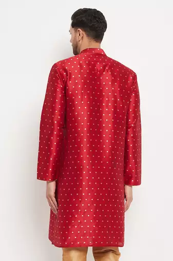 Maroon Silk Blend Kurta