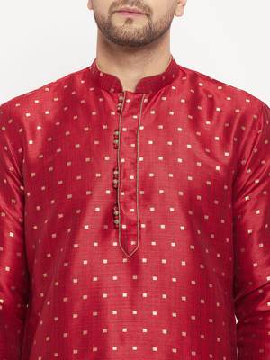 Maroon Silk Blend Kurta 4